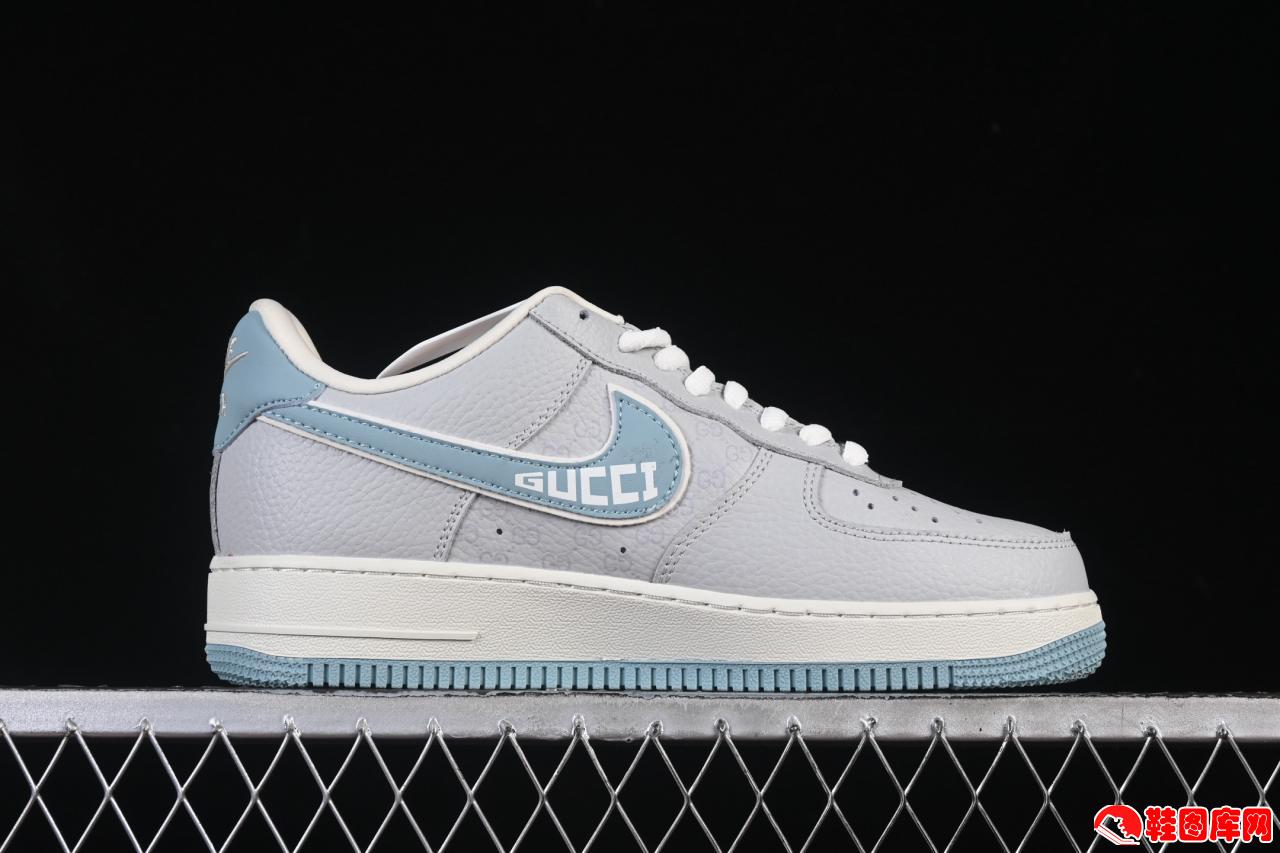 Nike Air Force 1'07 Low 古驰联名灰蓝 YF9511-800 定制皮料全掌气垫 联名款高端休闲板鞋