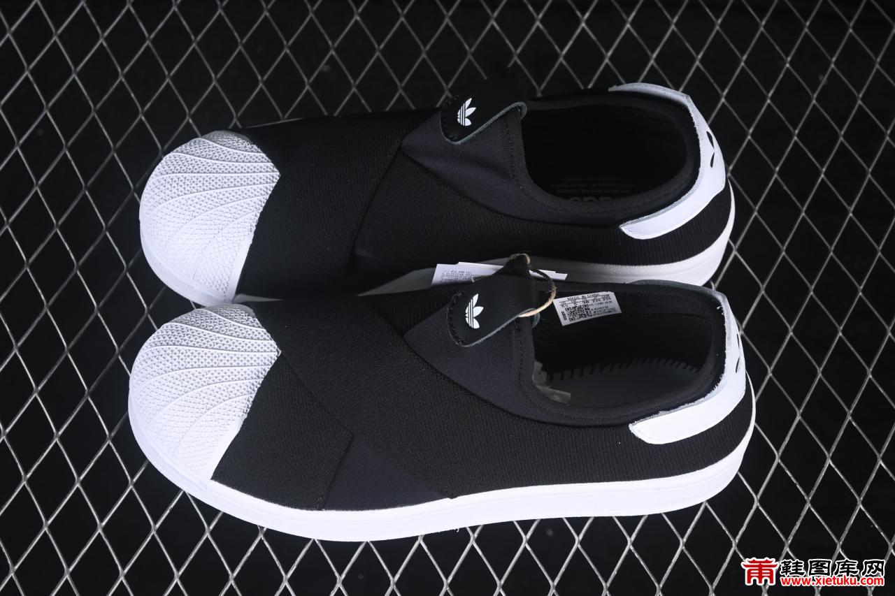Adidas Superstar 绑带款有点不一样！头层牛皮拼接弹力网布 KH8210 经典贝壳头尺码全